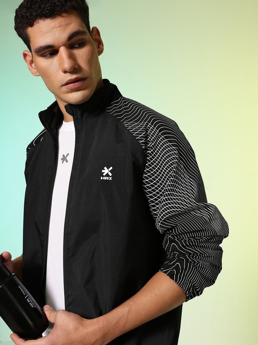 HRX by Hrithik Roshan Geometric Printed Mock Collar Training Sporty Jacket - view 1