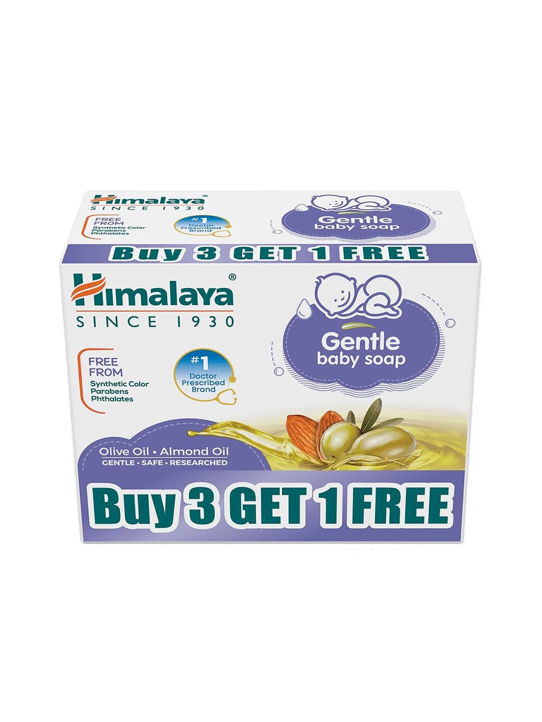 Himalaya Baby Set of 4 Gentle Baby Soaps with Olive Oil & Almond Oil for Normal Skin-75 g Each - view 1