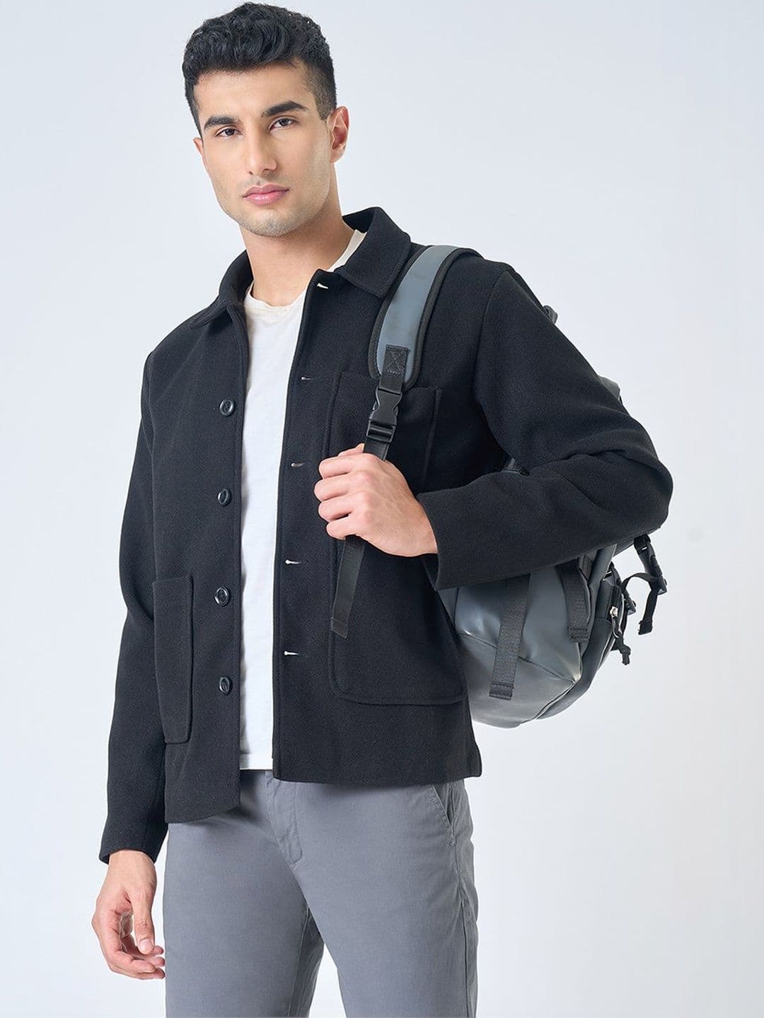 Peregrine by Pantaloons Men Spread Collar Solid Tailored Jacket - view 1