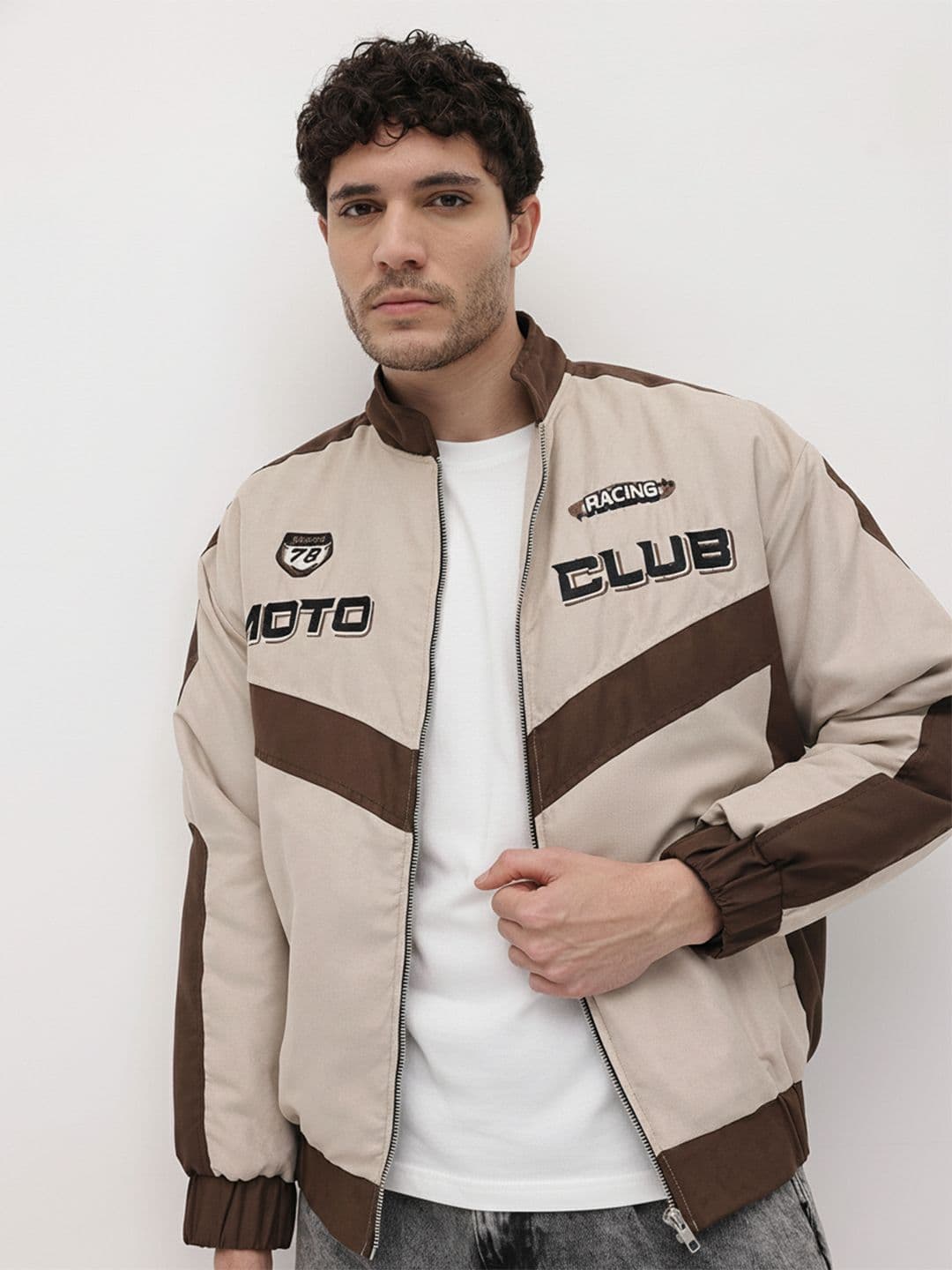 The Roadster Life Co. Typography Embroidered Suede Padded jacket - view 1