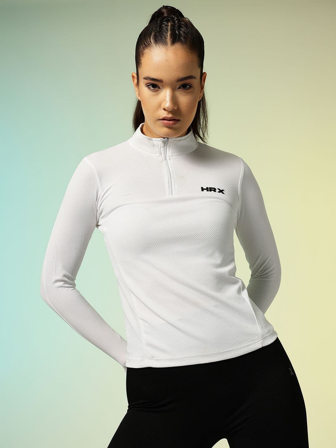 HRX by Hrithik Roshan Textured Mock Collar T-shirt - view 1