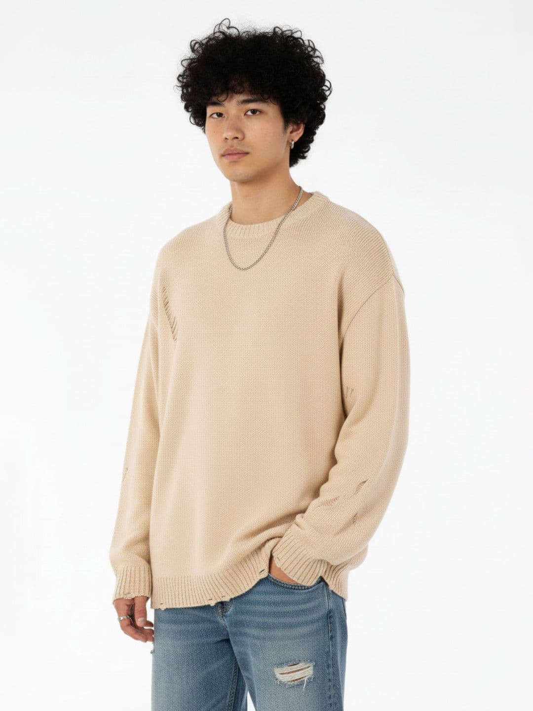 glitchez Round Neck Drop-Shoulder Sleeves Oversized Pullover - view 1