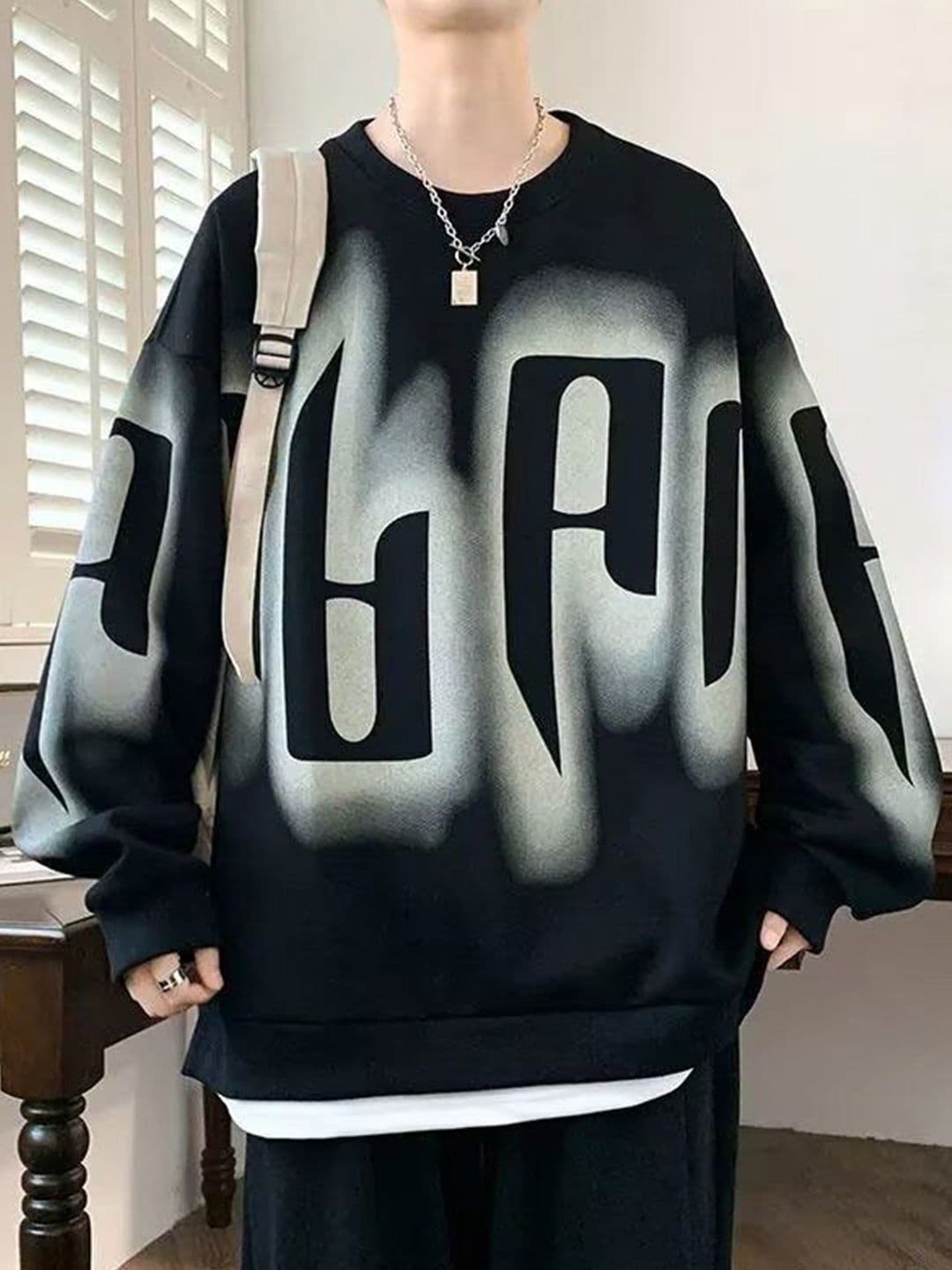 StyleCast x Revolte Printed Round Neck Drop-Shoulder Sleeves Oversized Sweatshirt - view 1