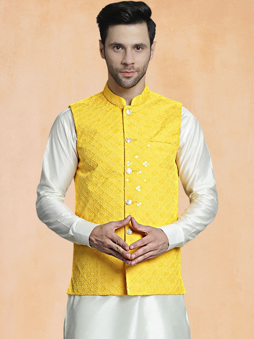 Jompers Men Embroidered Mandarin Collar Nehru Jacket - view 1