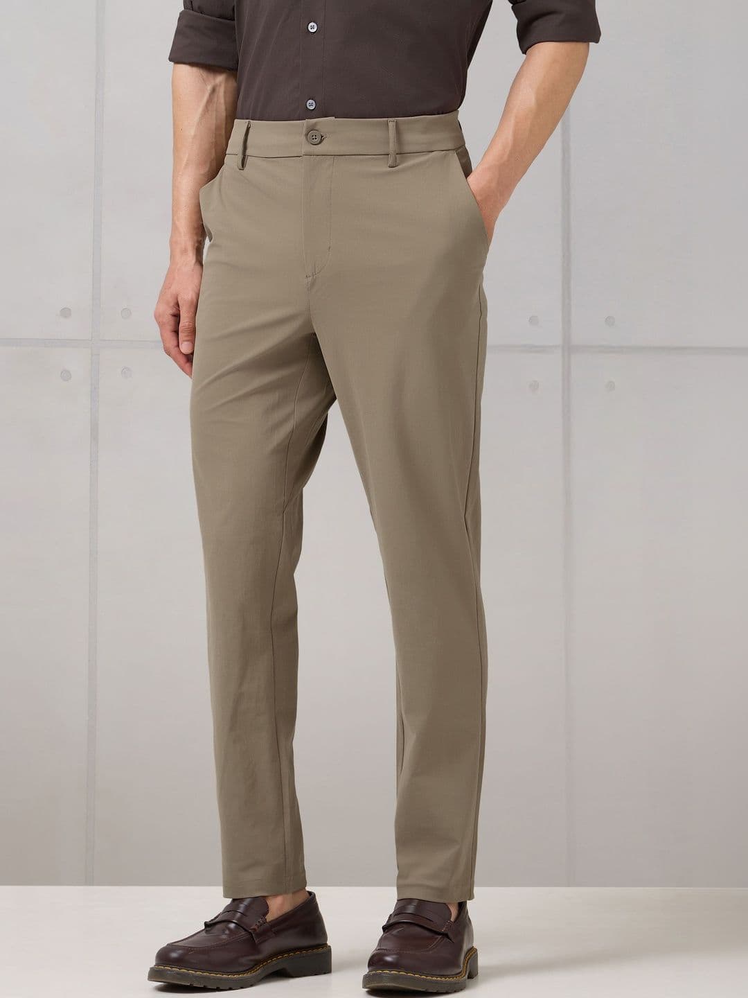 Technosport Men Relaxed Straight Leg Tapered Fit Mid-Rise Formal Trousers with DURACOOL+ - view 1