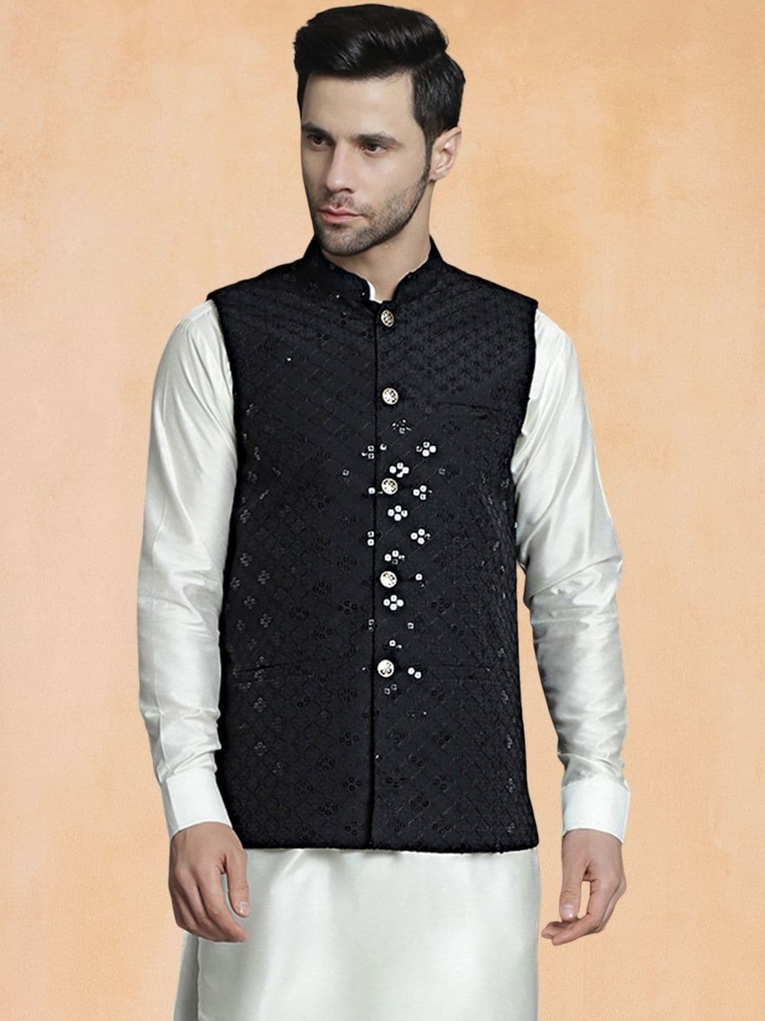 Jompers Men Embroidered Mandarin Collar Nehru Jacket - view 1