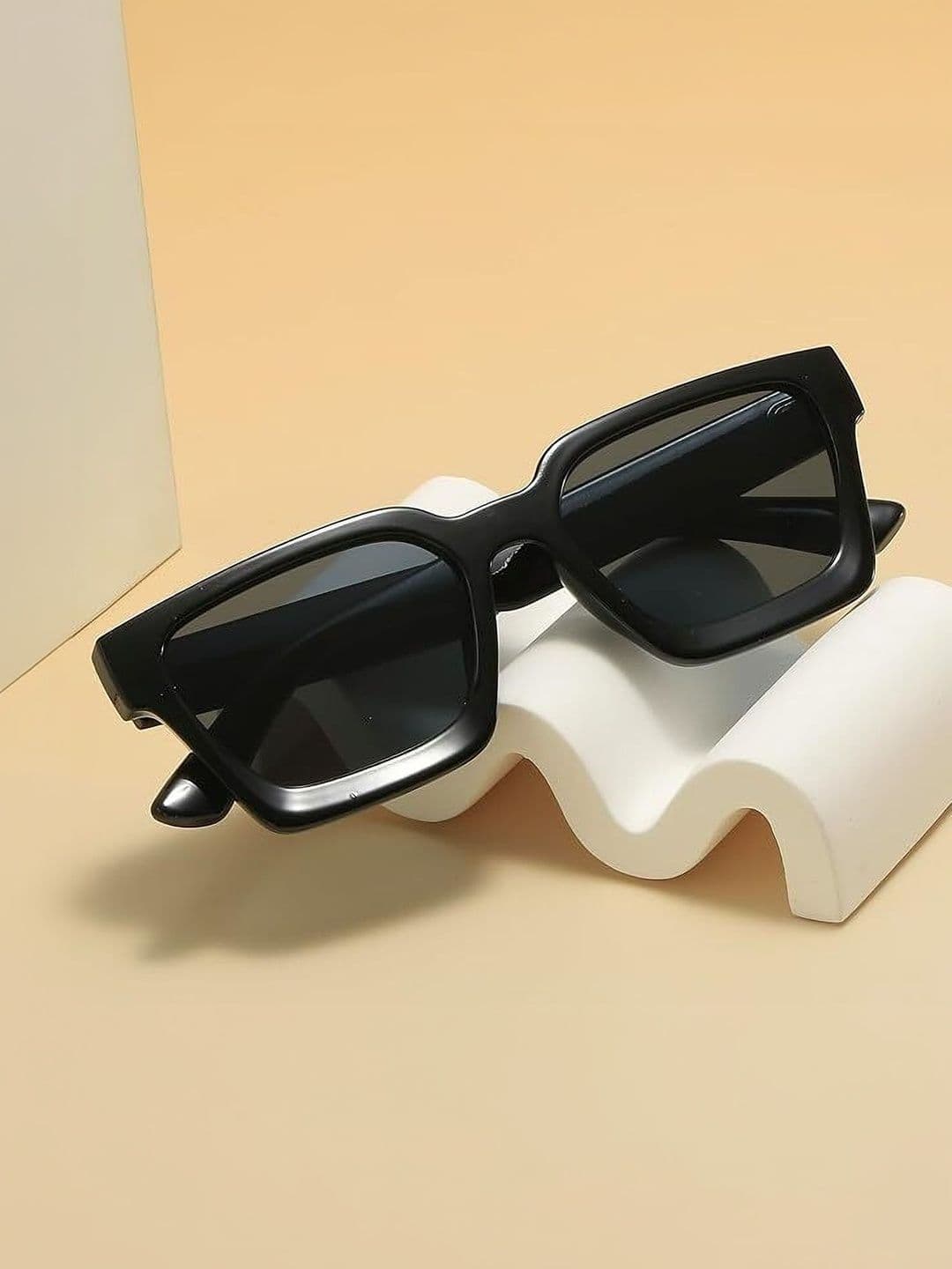EYMEN I Unisex Black Lens & Black Square Sunglasses with - view 1