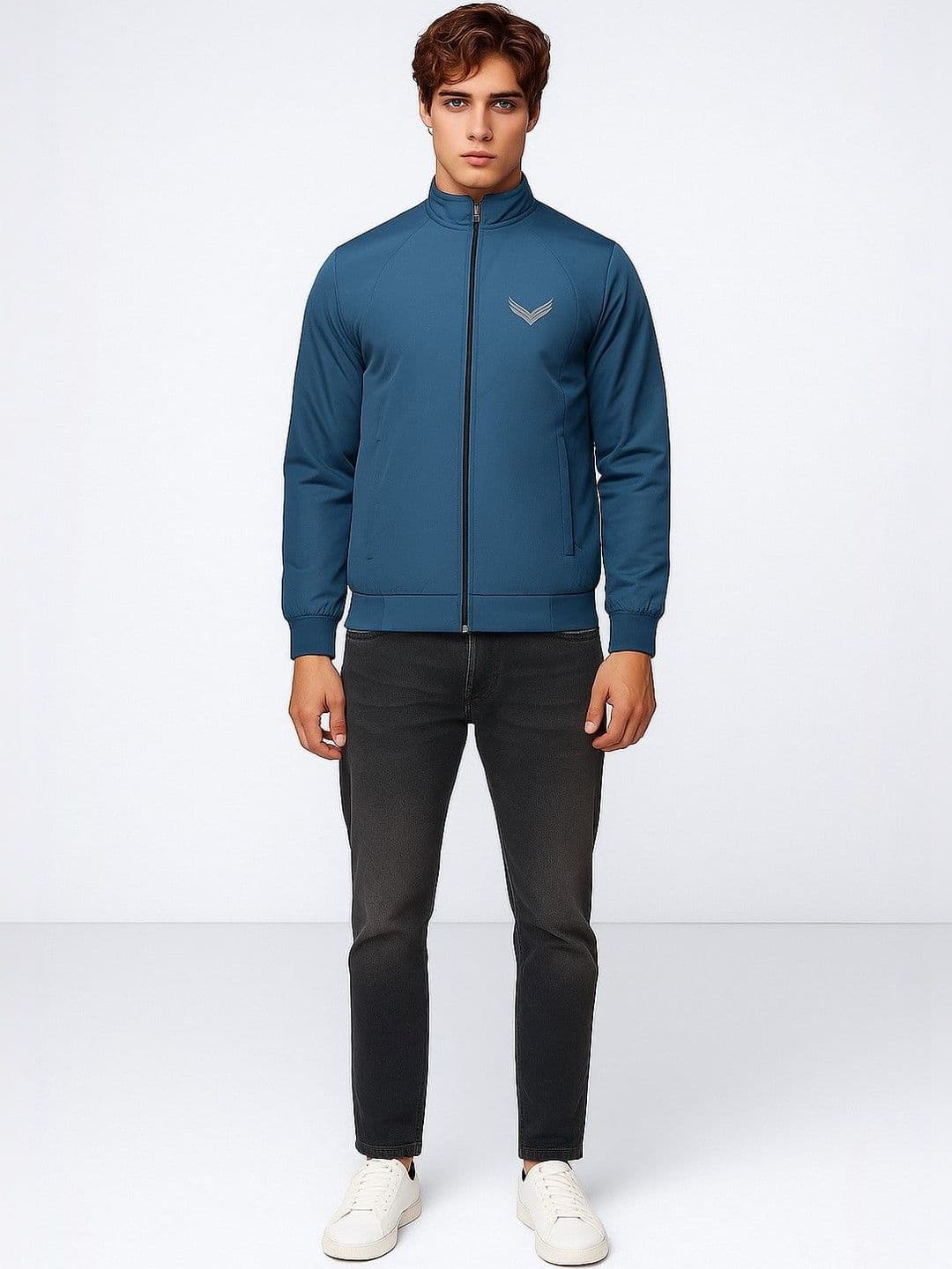 TAZO Men Mock Collar Solid Lightweight Sporty Jacket - view 1