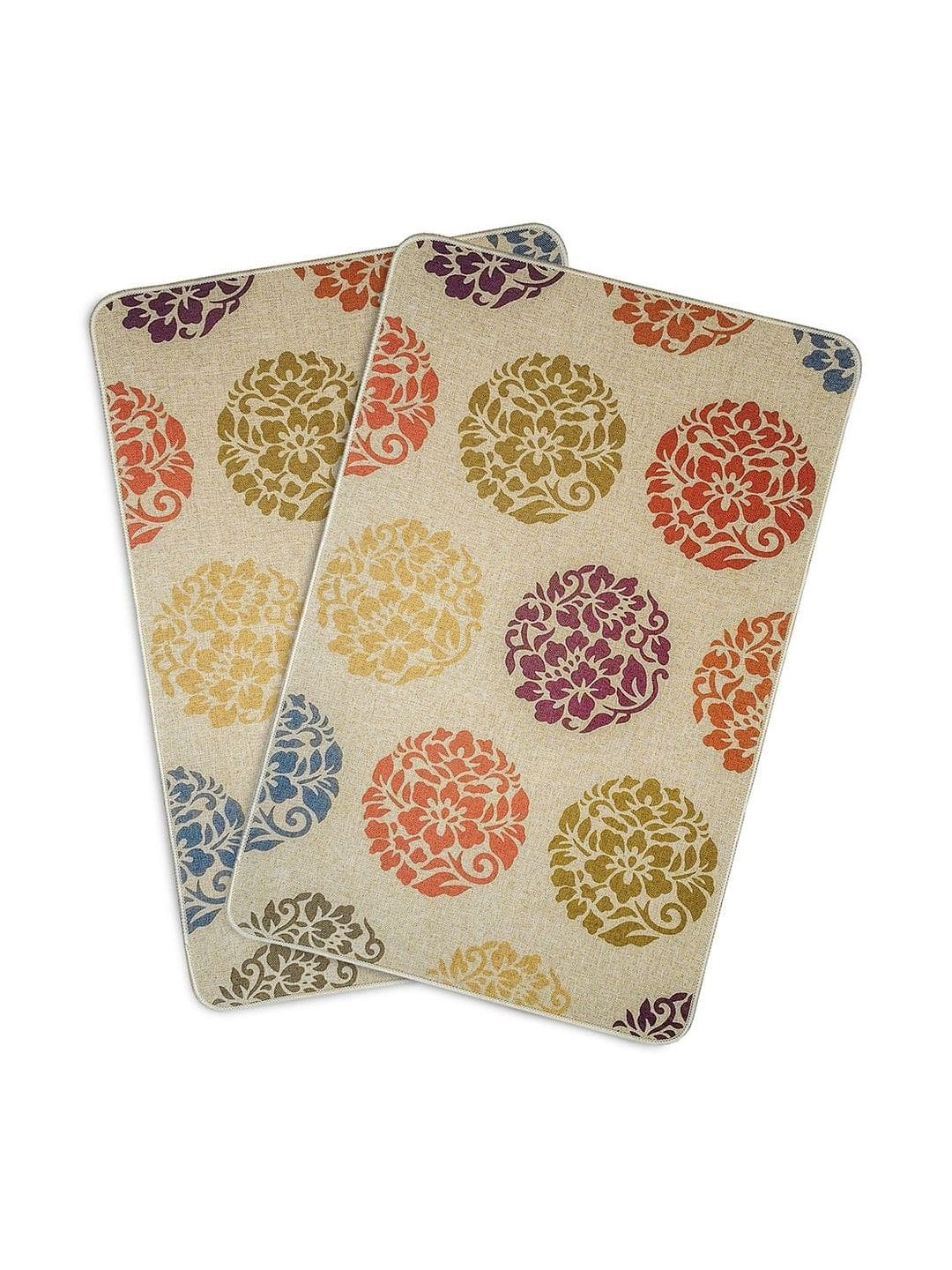 Yellow Weaves Beige & Red 2 Pieces Printed Anti-Slip Super-Absorbent 300-GSM Bath Rugs - view 1