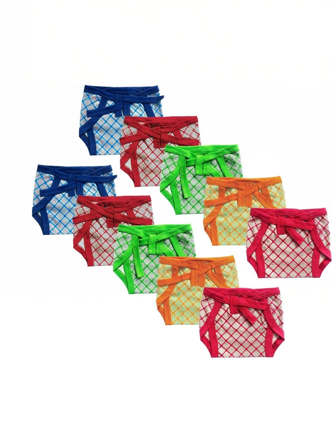 DON CARE Kids Pack Of 10 Checked Reusable Cotton Nappy - view 1