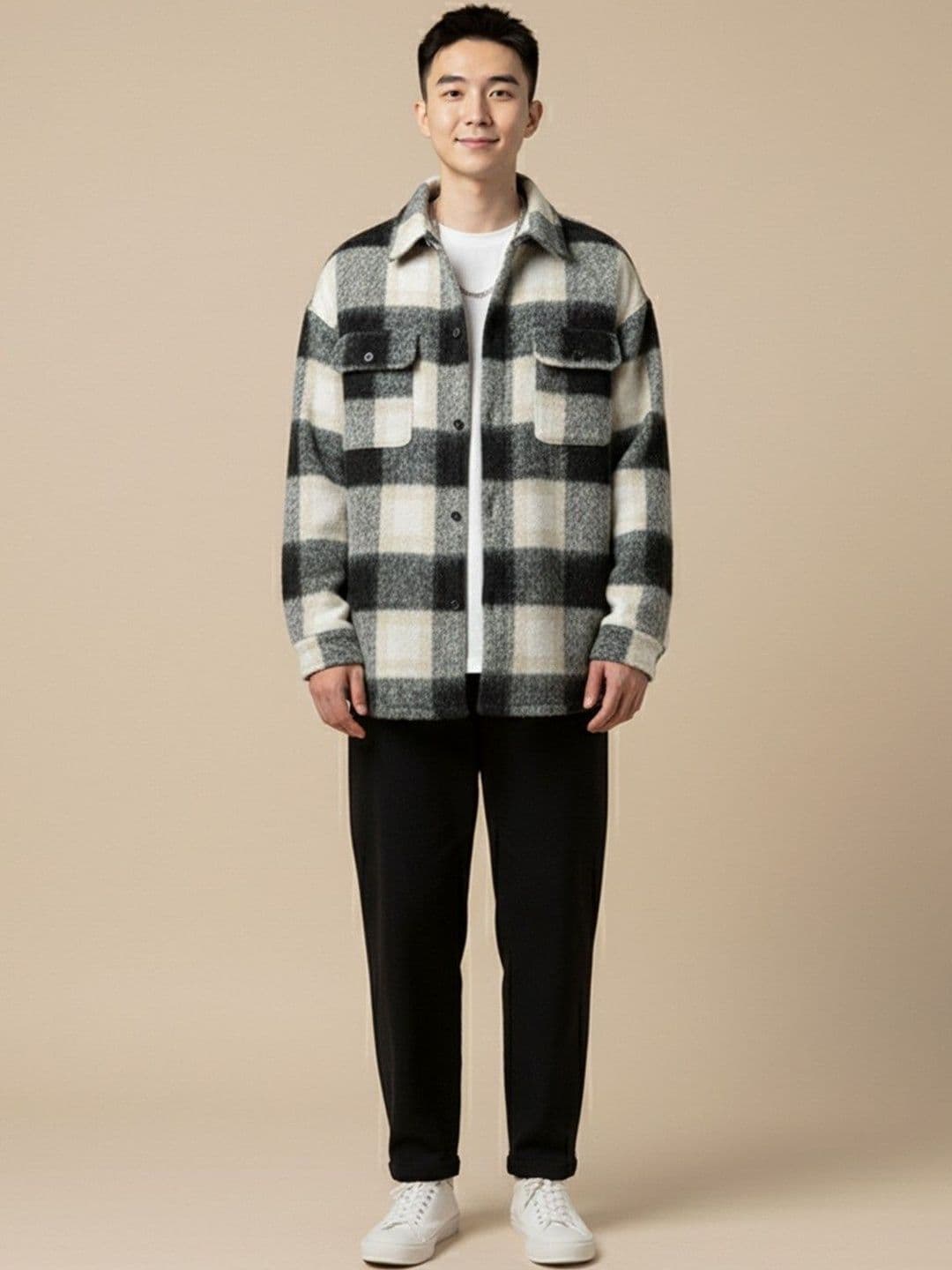 Mast & Harbour Checked Spread Collar Puffer Jacket - view 1