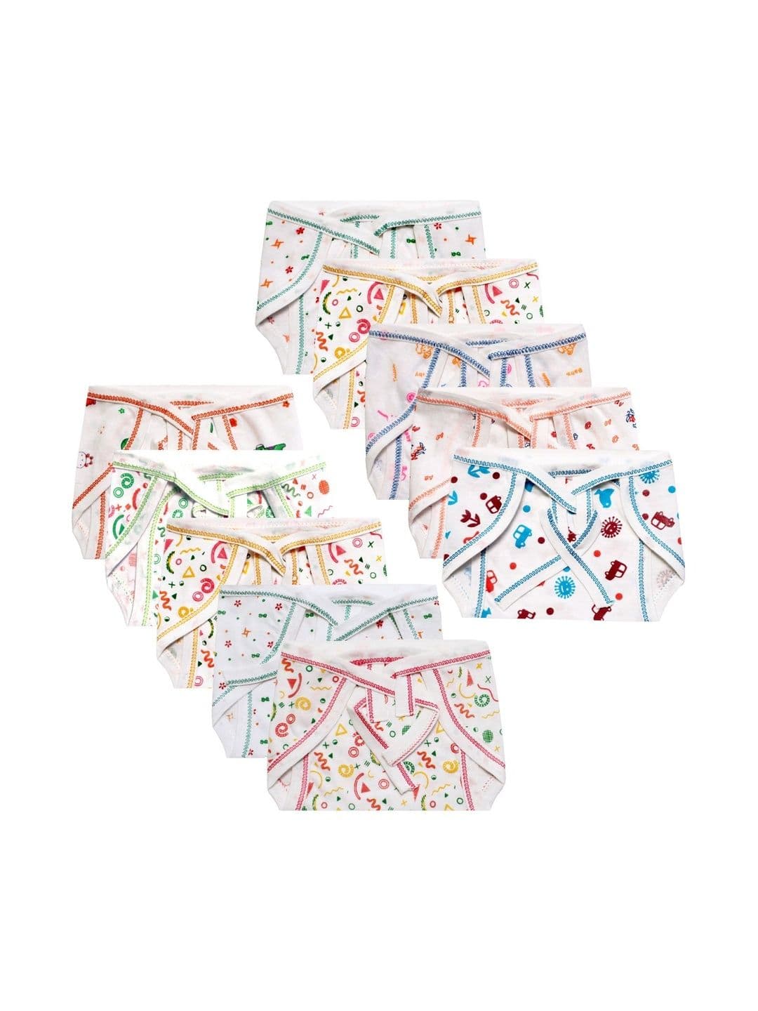 DON CARE Kids Pack Of 10 Printed Reusable Cotton Nappy - view 1