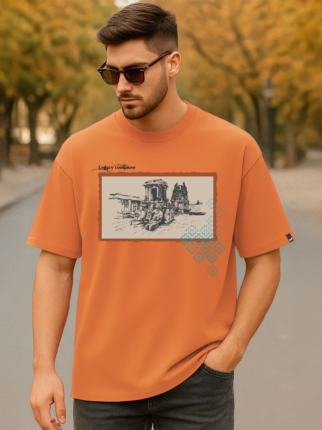 Bewakoof Graphic Printed Drop-Shoulder Sleeves Pure Cotton Oversized T-shirt - view 1