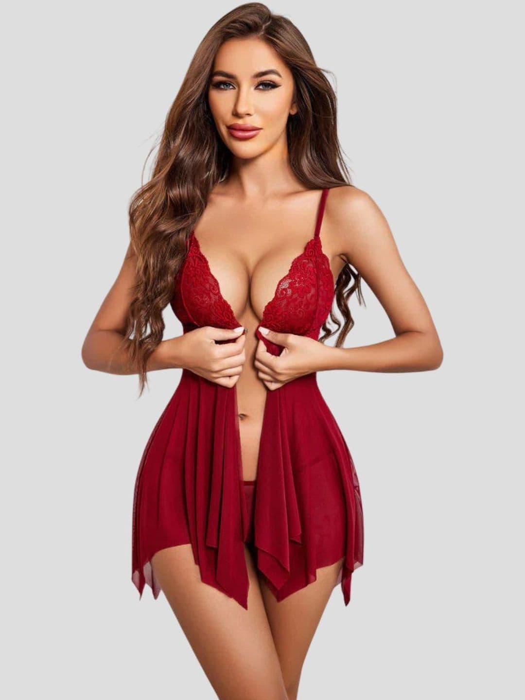 Herryqeal Women Net Baby Doll with G-String Panty - view 1