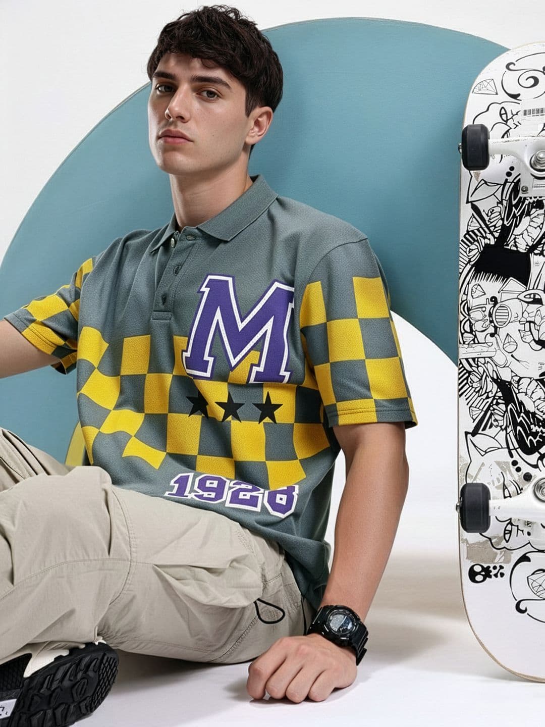 Kook N Keech Disney Mickey Mouse Printed Polo Collar Oversized T-shirt - view 1