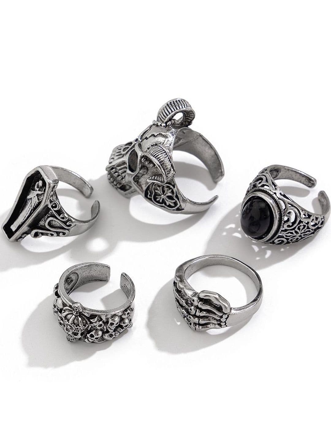 StyleCast x Revolte Men Set Of 5 Silver-Plated Finger Ring - view 1