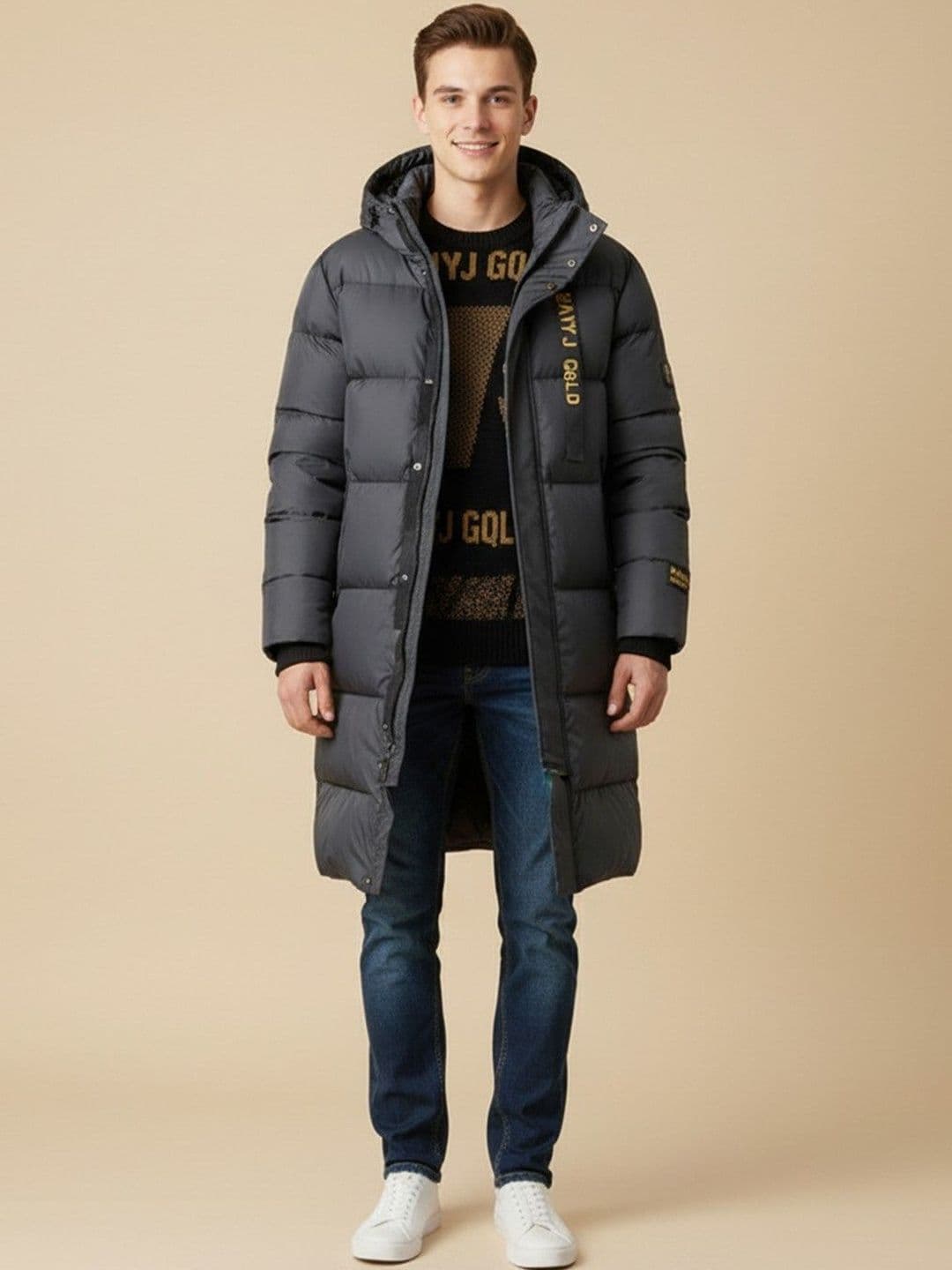 Mast & Harbour Hooded Camouflage Longline Puffer Jacket - view 1