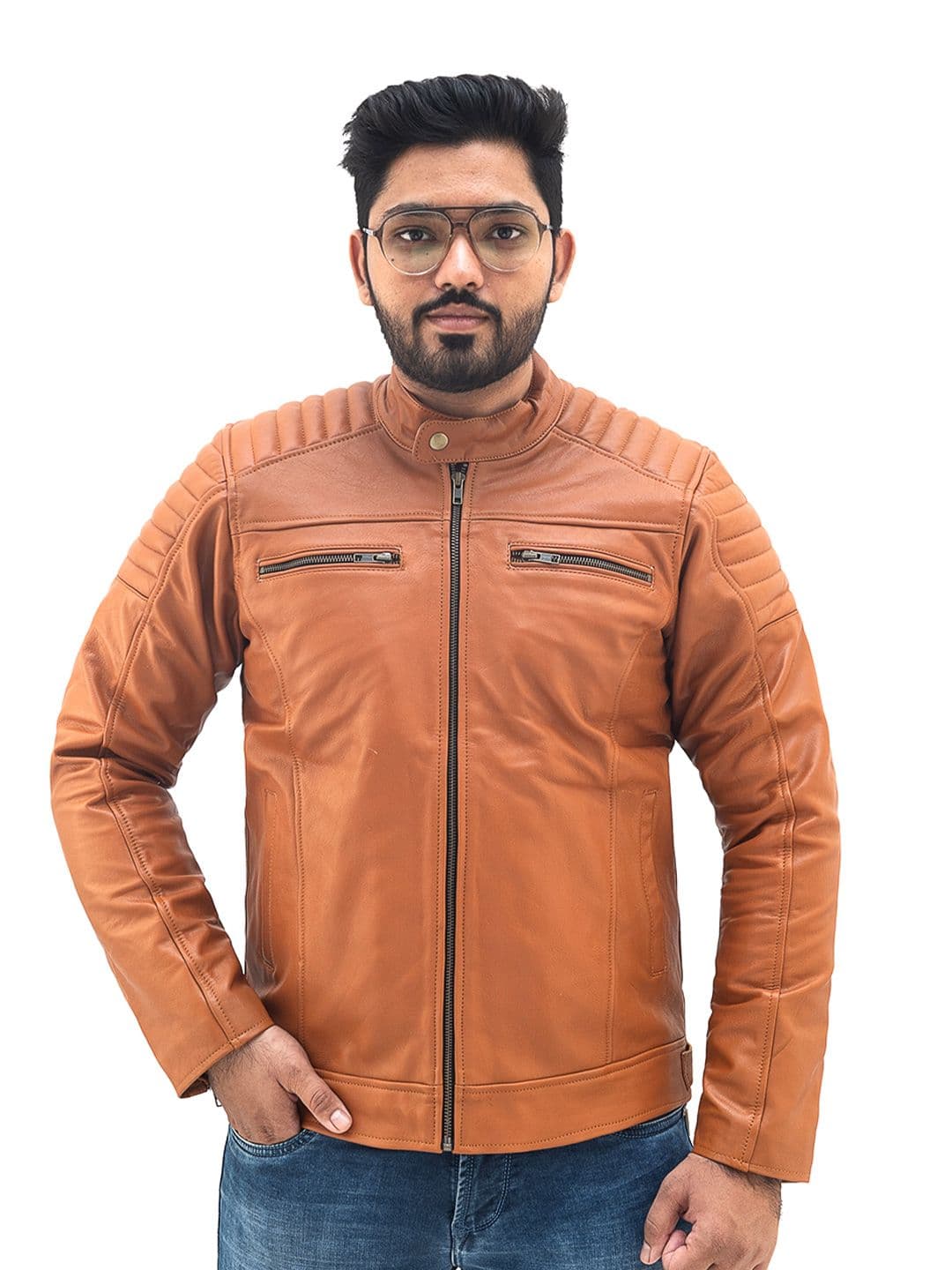 Goatter Mandarin Collar Lightweight Leather Jacket - view 1