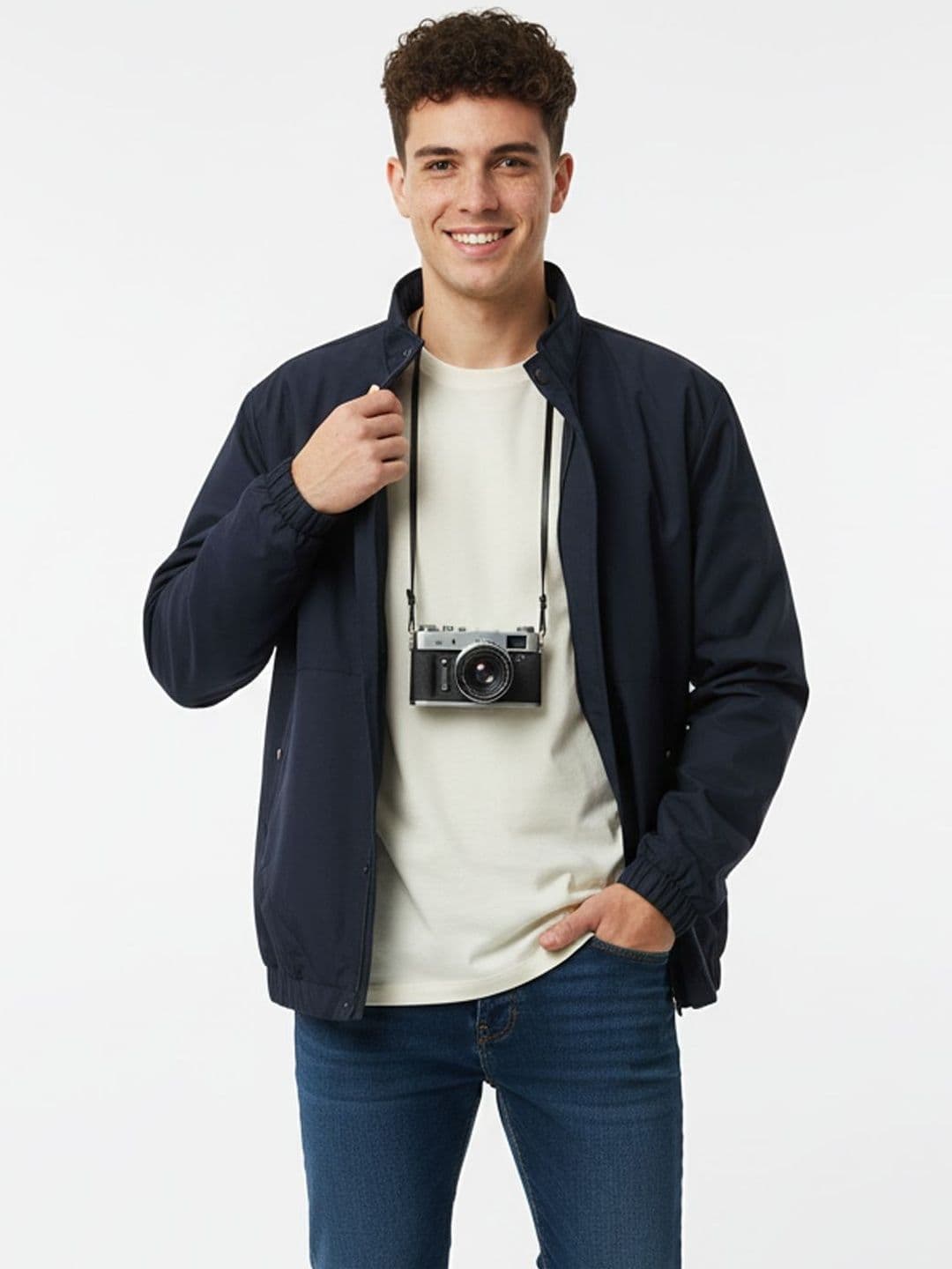 Greylongg Long Sleeves Stand Collar Lightweight Tailored Jacket - view 1