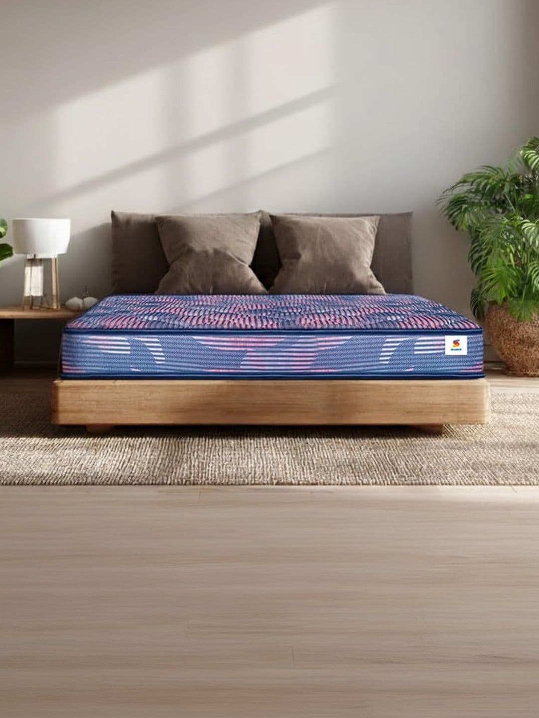 Sleepwell Blue & Pink Quilted Ortho Double Size Mattress - view 1