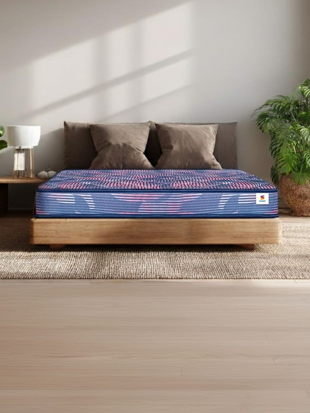 Sleepwell Blue & Pink Quilted Ortho Double Size Mattress - view 1