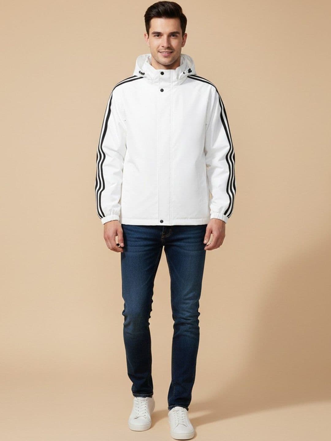 Mast & Harbour Men Striped Biker Jacket - view 1