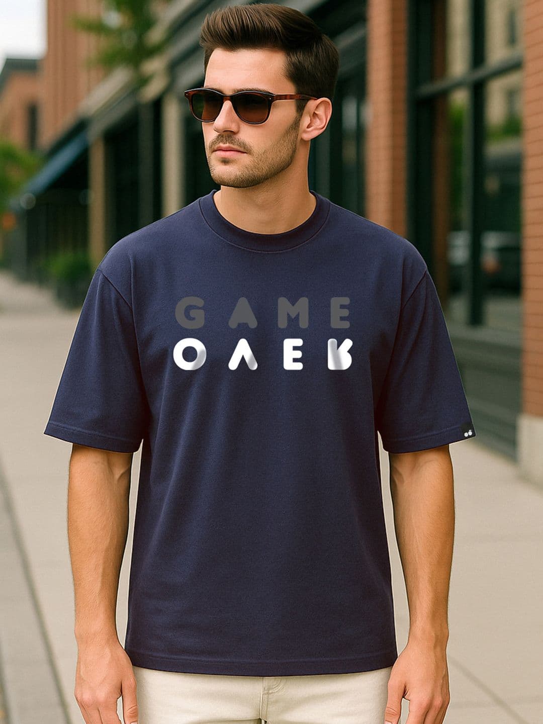 Bewakoof Men Typography Printed Drop-Shoulder Sleeves Oversize Cotton T-shirt - view 1