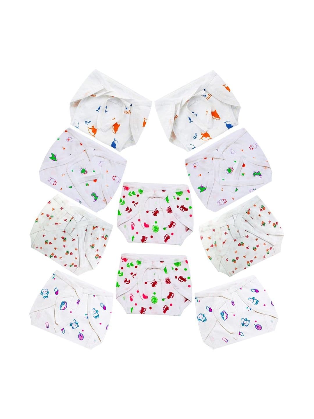 DON CARE Kids Pack Of 10 Printed Reusable Cotton Nappy - view 1