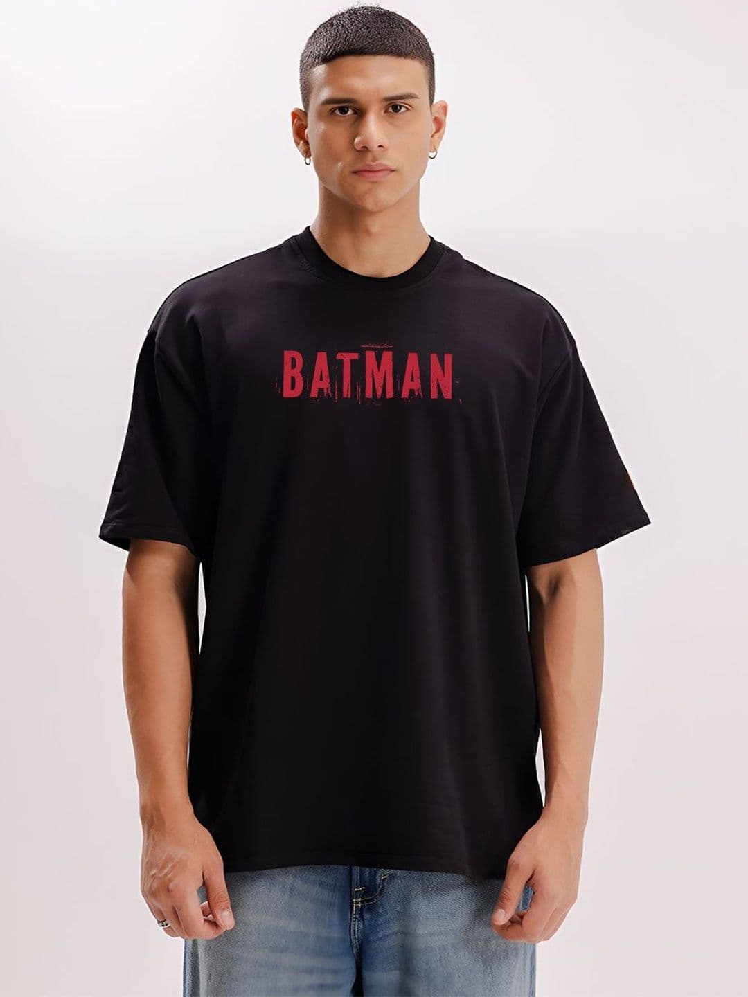 BDSQUARE Batman Printed Round Neck Pure Cotton Oversized T-shirt - view 1