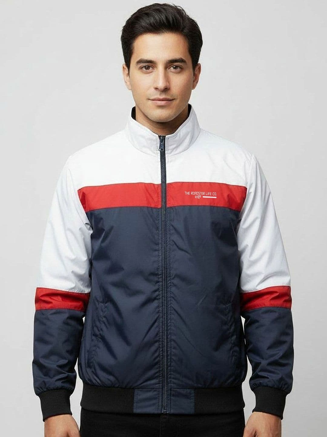 The Roadster Lifestyle Co Men Colourblocked Stand Collar Sports Jacket - view 1