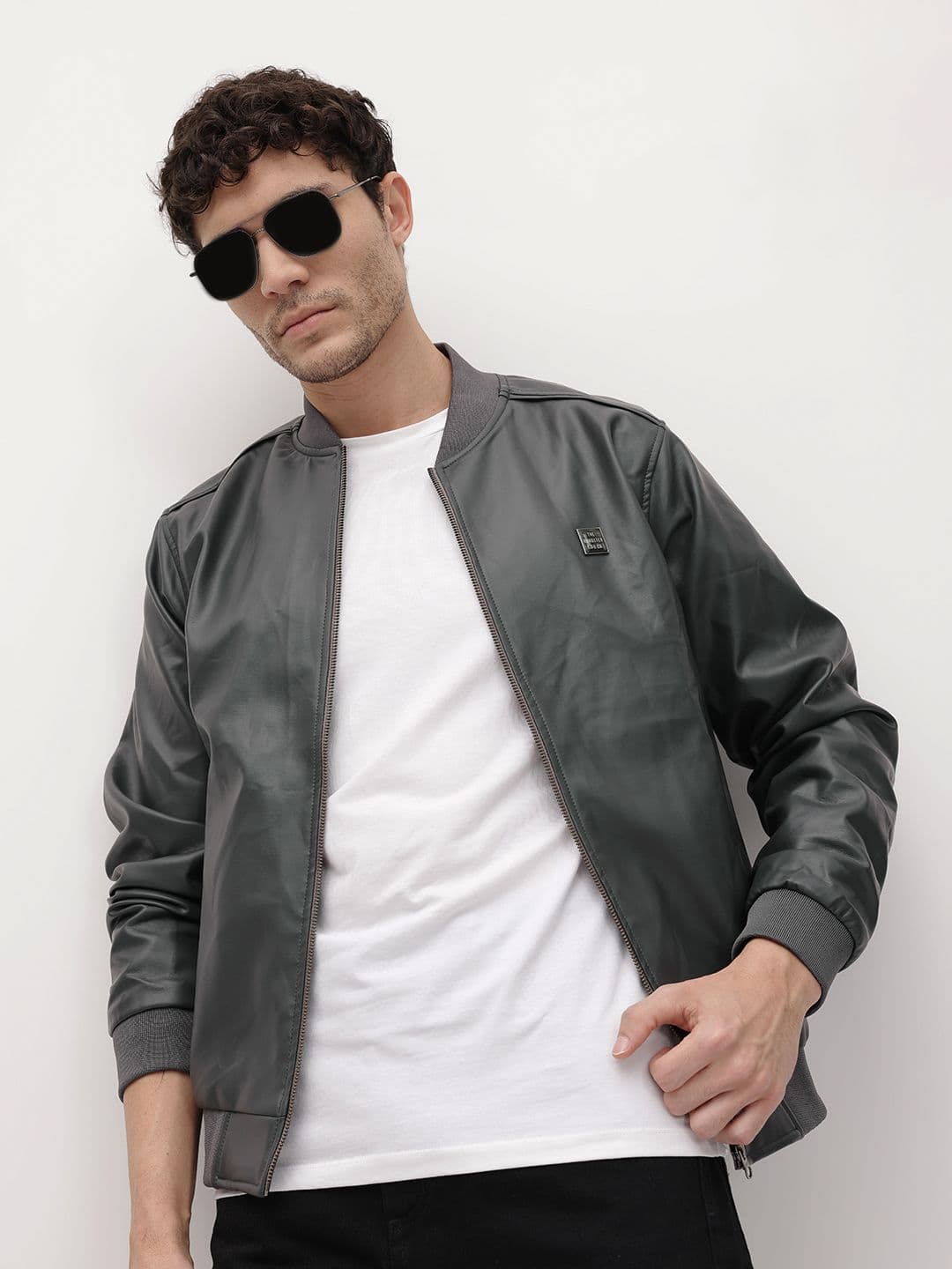 The Roadster Life Co. Faux Leather Trim Bomber Jacket - view 1