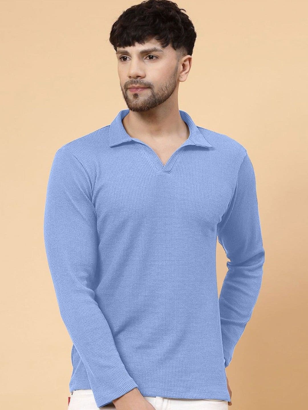 KAJARU Self Design Polo Collar Regular Fit T-shirt - view 1
