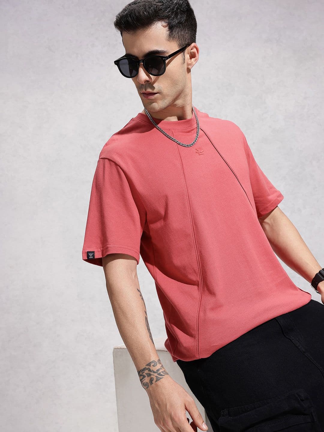 WROGN Oversized Panelled Pure Cotton T-shirt - view 1