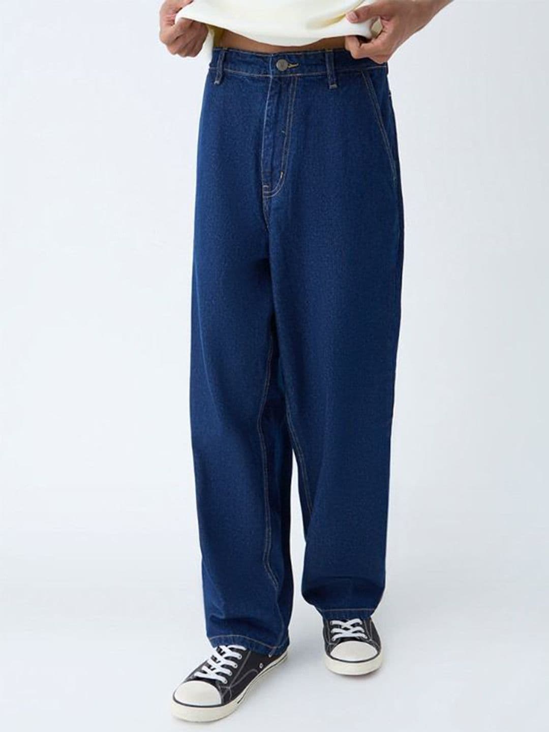 me Queen Men Solid Wide Leg Mid-Rise No Fade Non Stretchable Jeans - view 1