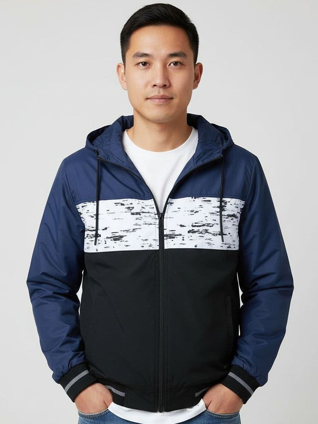 The Roadster Life Co. Colourblocked Windcheater Hooded Bomber Jacket - view 1