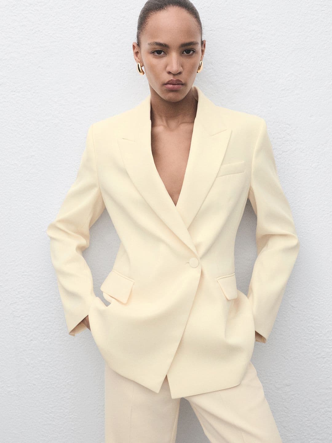 MANGO Notched Lapel Single-Breasted Blazer - view 1