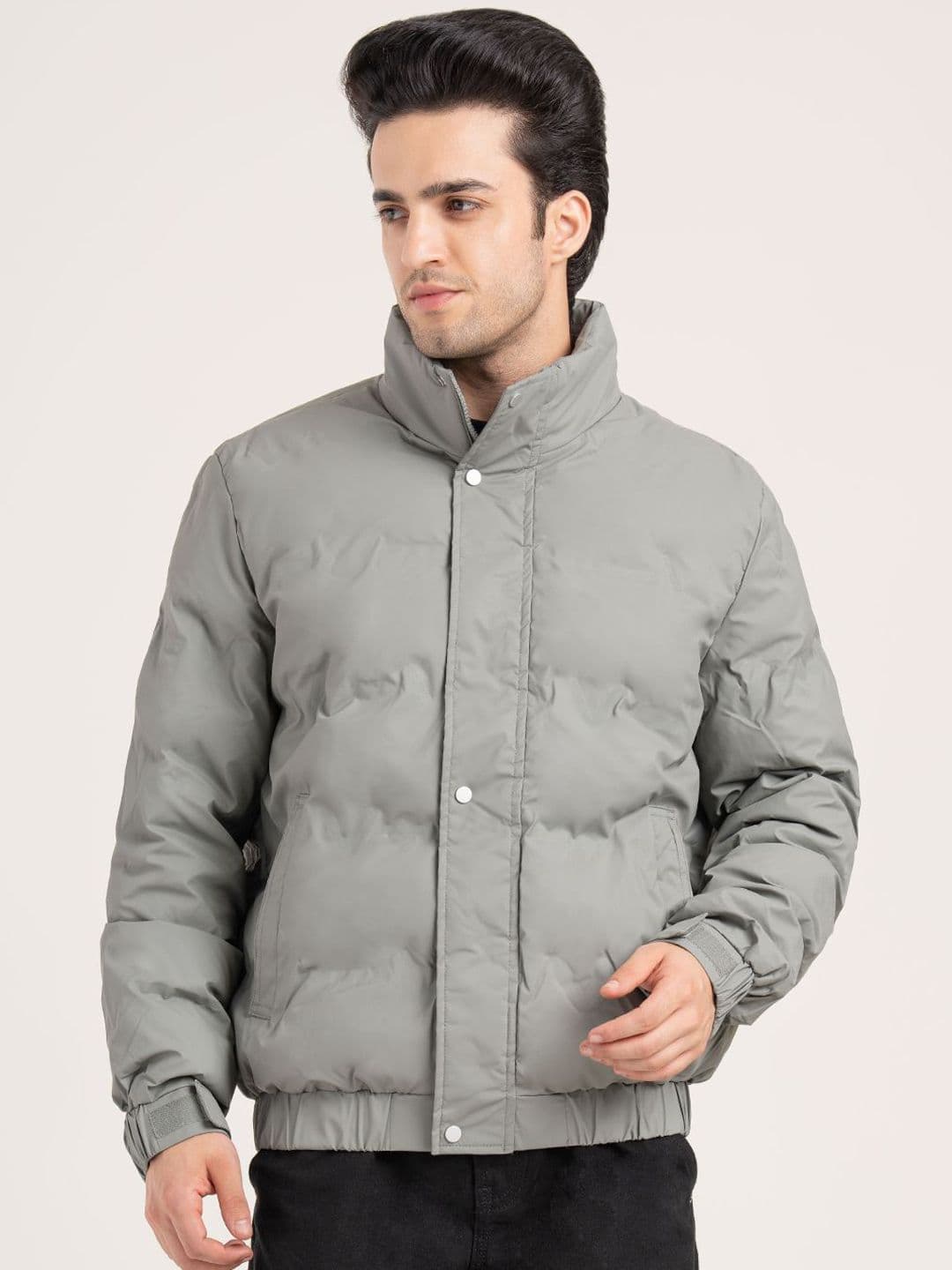 Red Tape Men Stand Collar Solid Padded Jacket - view 1