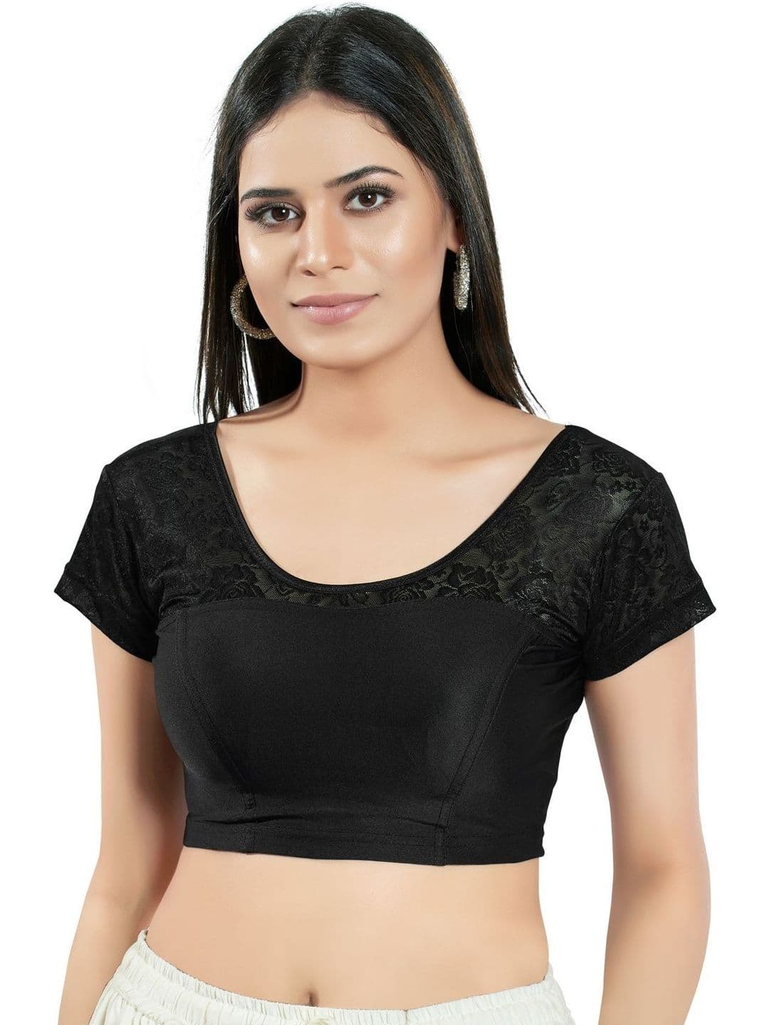 KALINI Women Self Designed Round Neck Non-Padded Readymade Saree Blouse - view 1