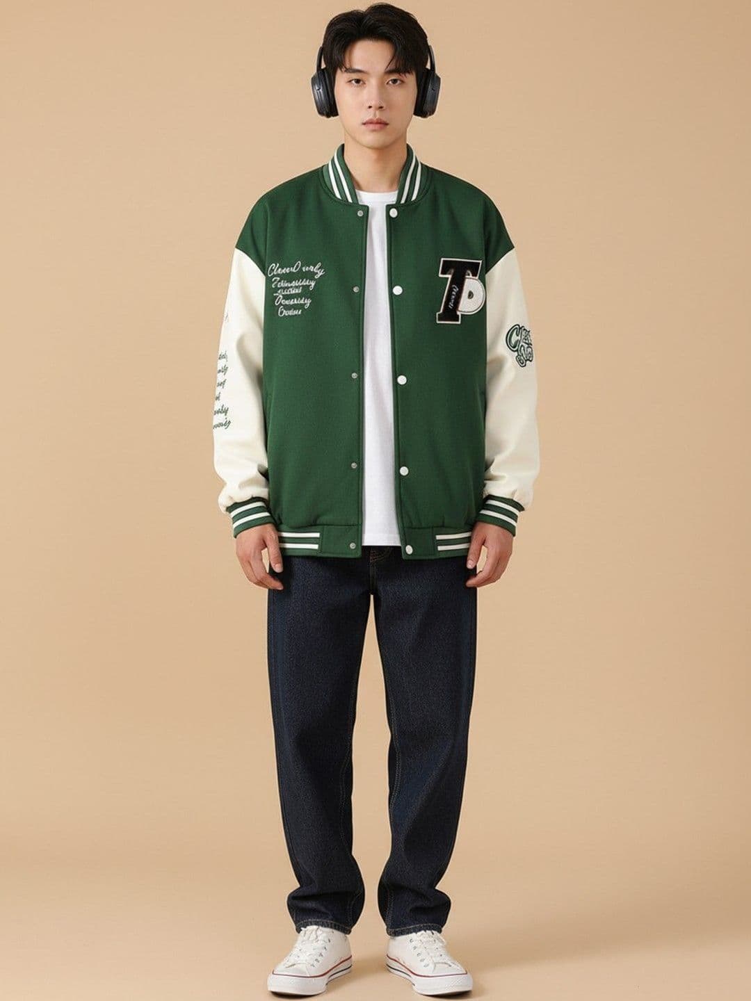 Mast & Harbour Men Typography Colourblocked Varsity Jacket with Embroidered - view 1