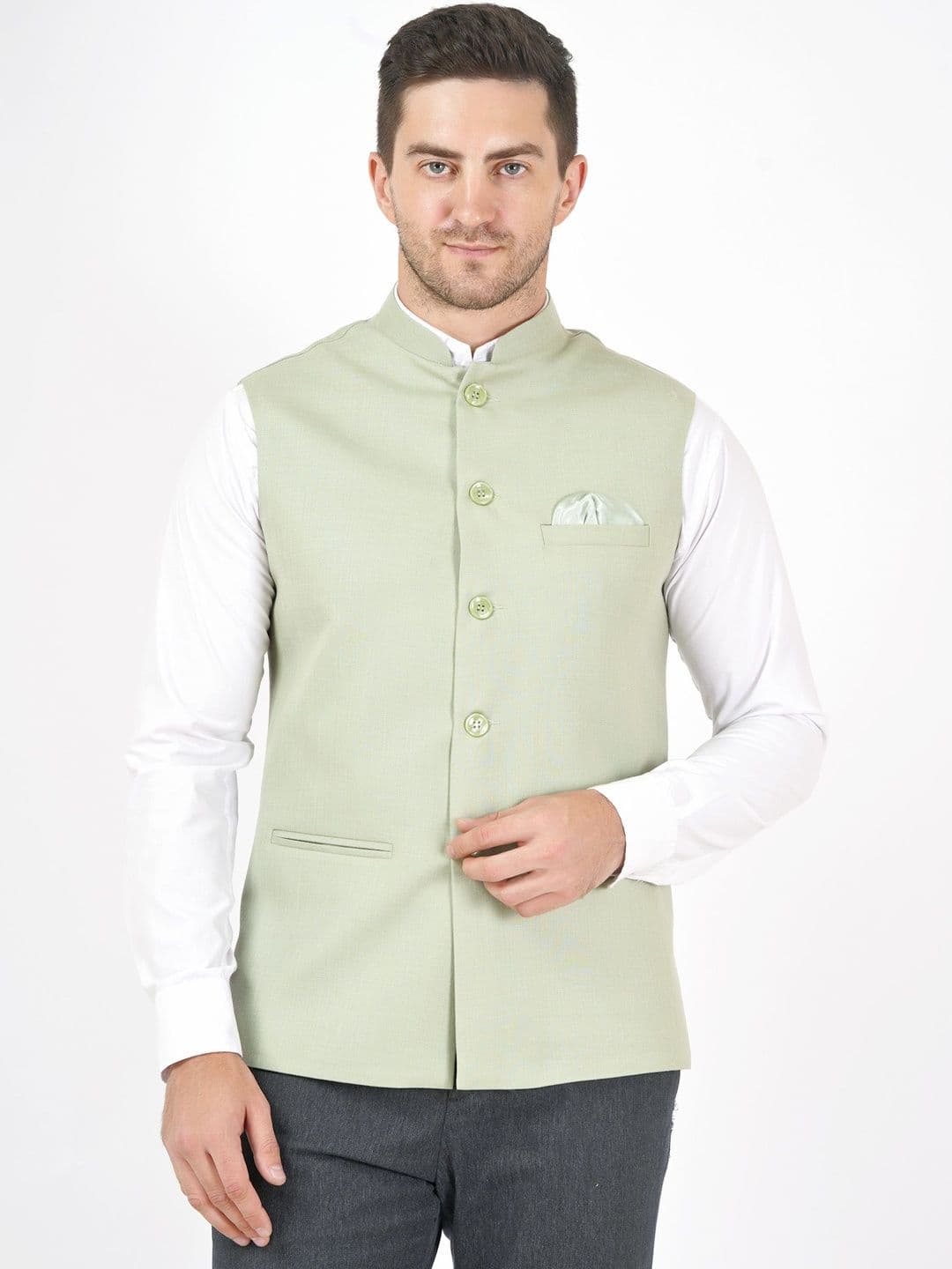 Badoliya & Sons Cotton Linen Nehru Jacket - view 1