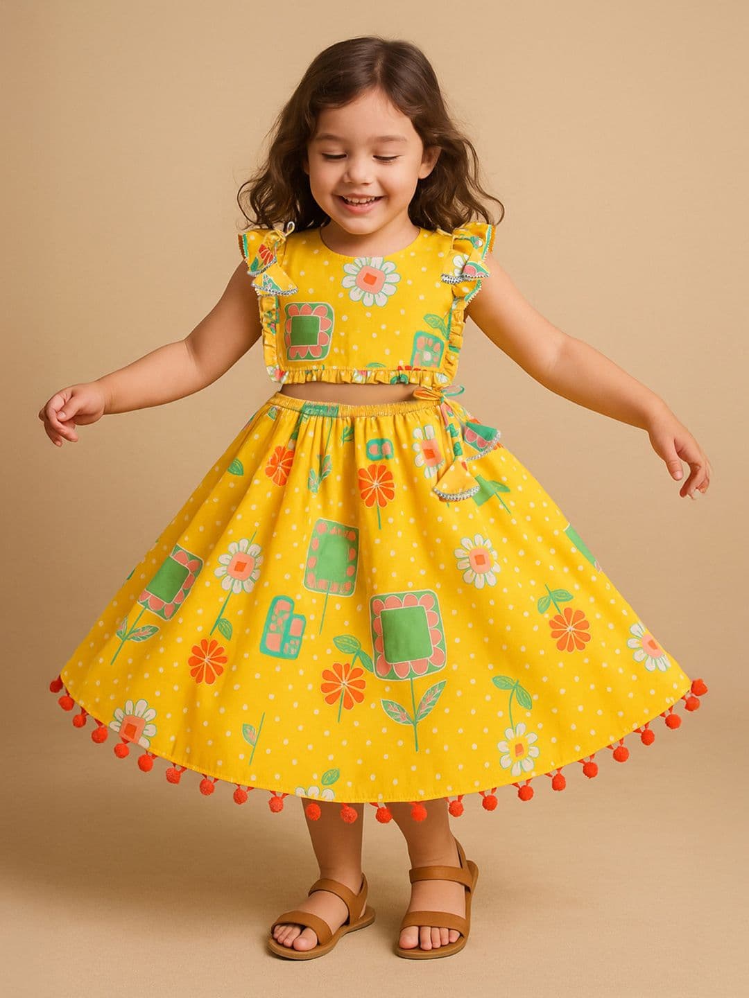 Somersault Infants Girls Printed Ready To Wear Cotton Lehenga & Choli - view 1