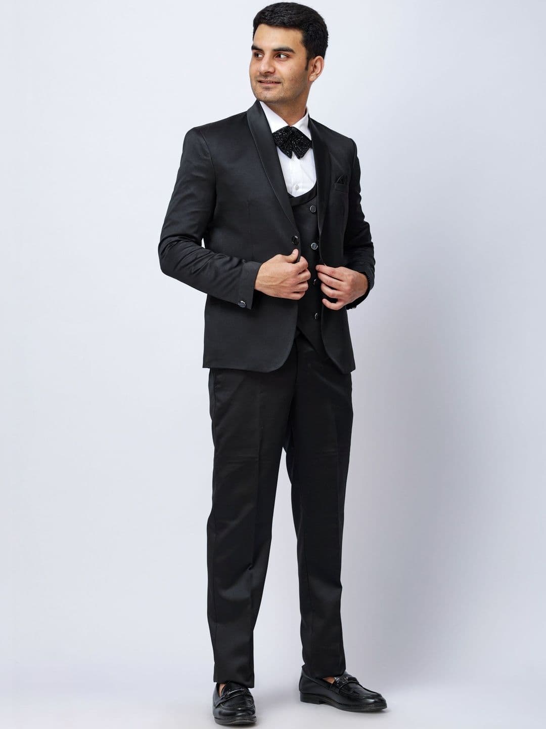 Aesthelia Cotton Single-Breasted Notched Lapel Three Piece Suits - view 1
