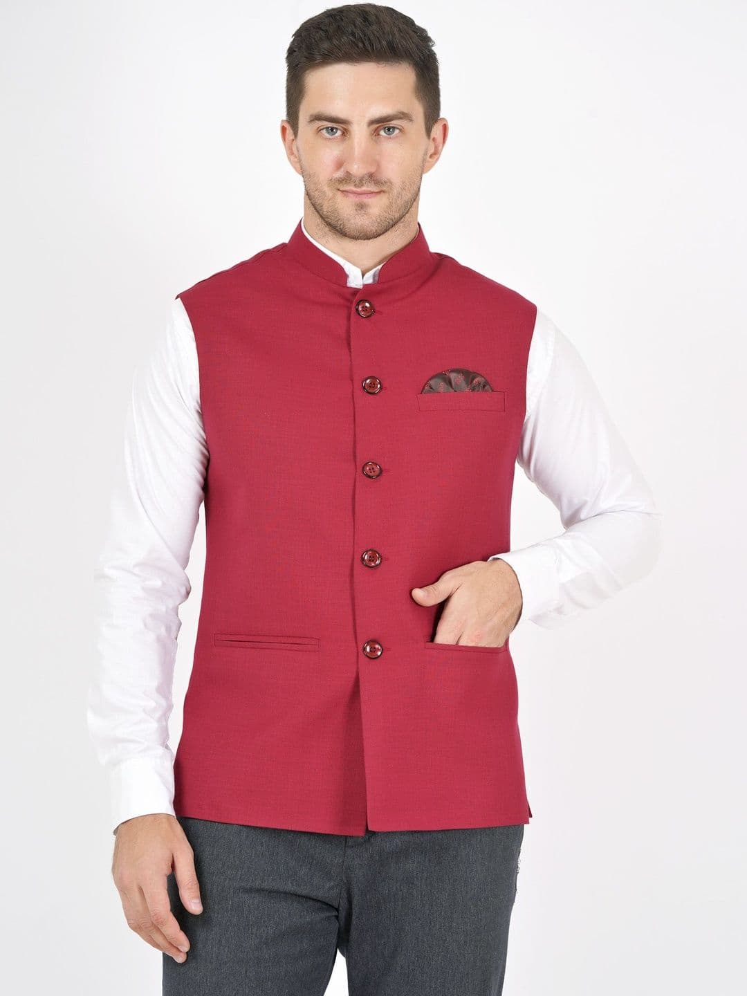 Badoliya & Sons Cotton Linen Nehru Jacket - view 1