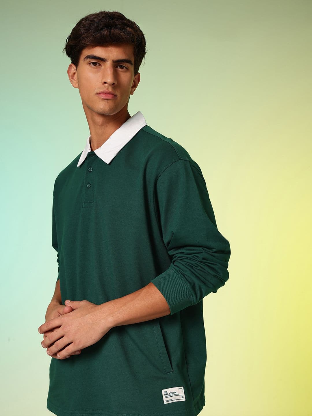 HRX by Hrithik Roshan Contrast Shirt Collar Sweatshirt - view 1