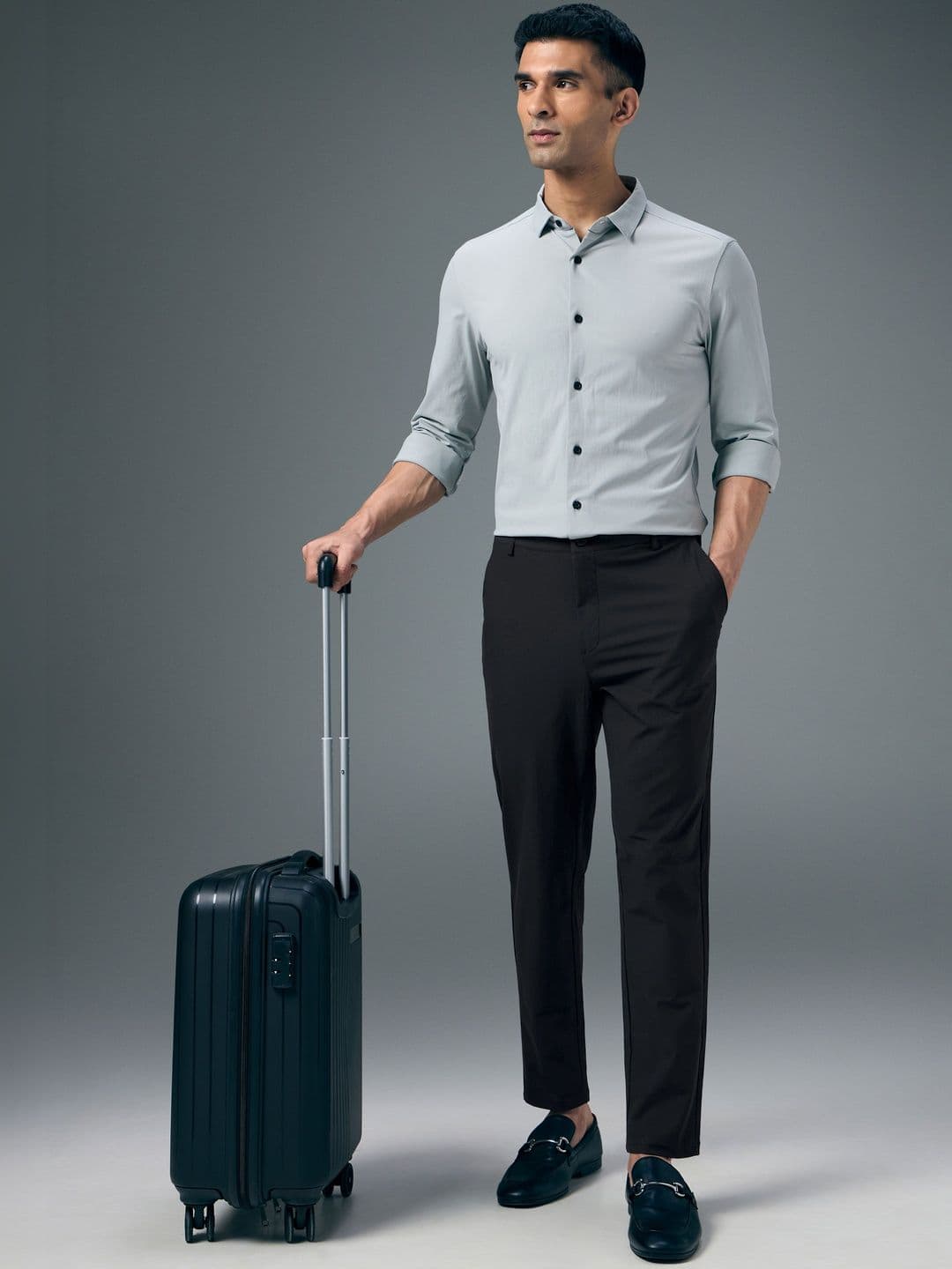Technosport Men Relaxed Straight Leg Tapered Fit Easy Wash DURACOOL+ Regular Trousers - view 1