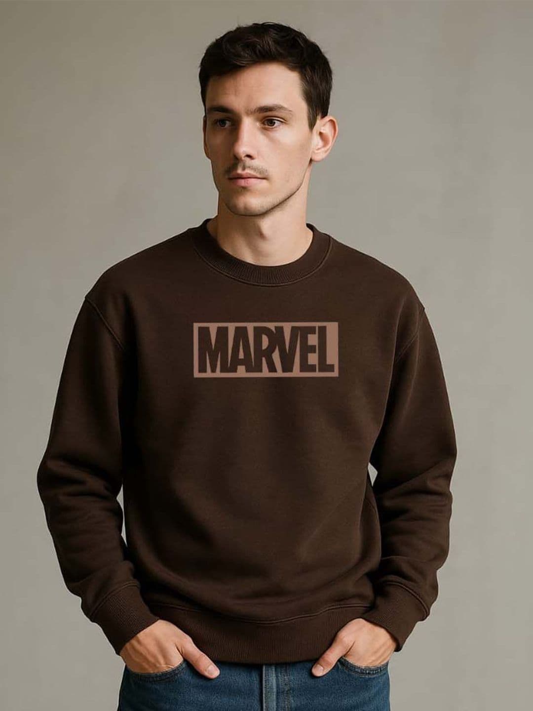 Organic Chics Men Fleece Printed Round Neck Sweatshirt - view 1