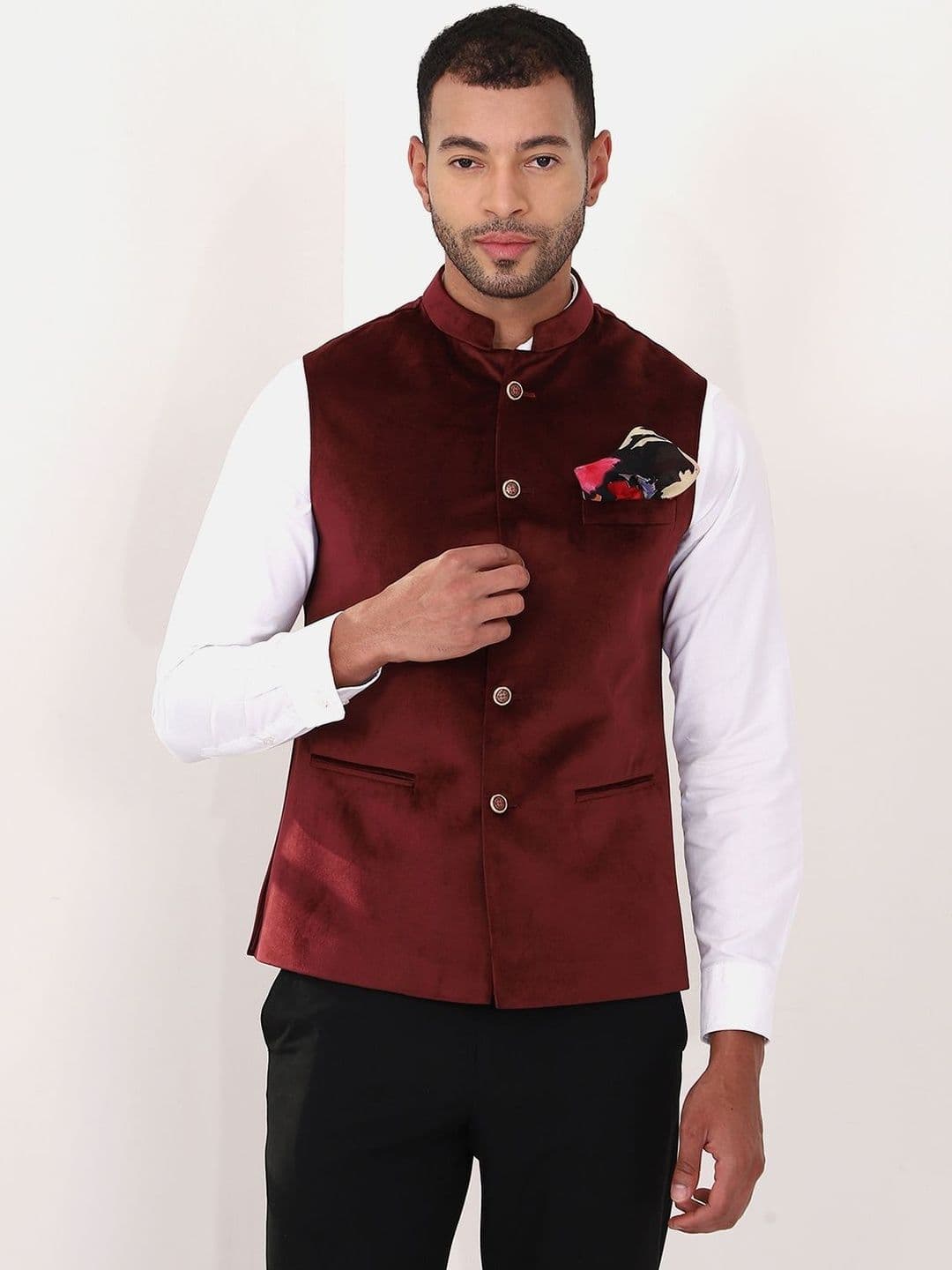 MANQ Mandarin Collared Nehru Jackets - view 1