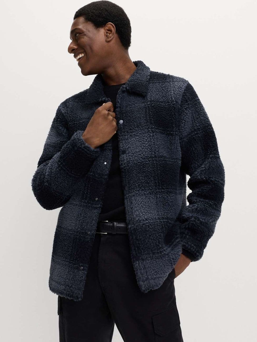 Marks & Spencer Fleece Jacquard Checked Overshirt - view 1