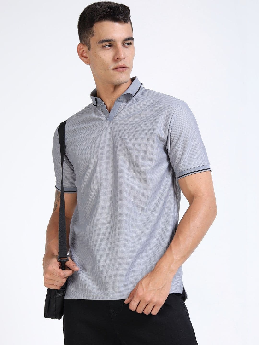 THE BEETEL HOUSE Men Self Design Polo Collar T-shirt - view 1