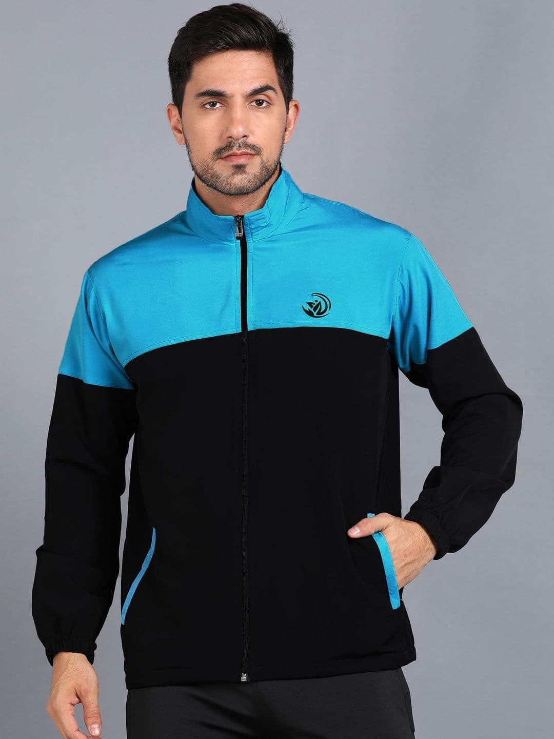 GNOCKFACE Men Brand Logo Colourblocked Lightweight Training or Gym Sporty Jacket - view 1
